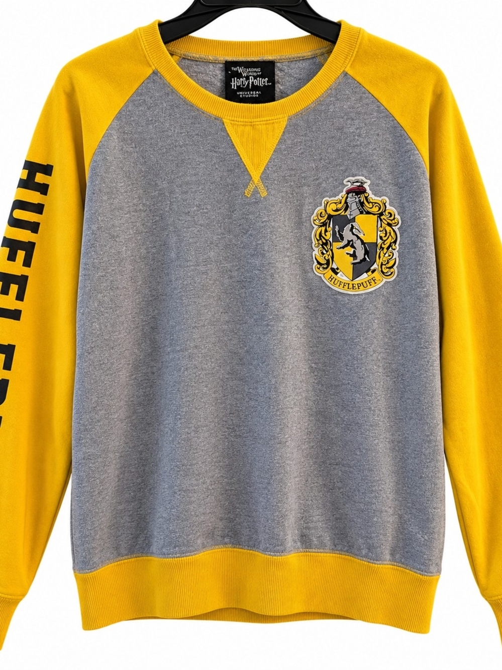 Warner Bros. Hufflepuff Crewneck Sweater in Gray and Yellow
